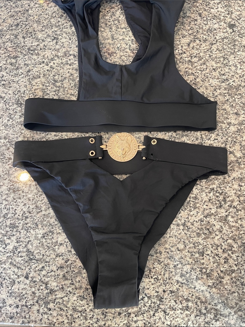 Honey Birdette Black Bikini Set with Gold Medallions - Picture 2 of 6